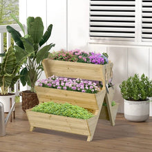 Load image into Gallery viewer, 3-Tier Outdoor Fir Wood Elevated Planter Herb Flower Box Raised Garden Bed