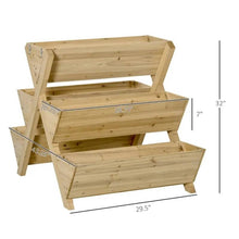 Load image into Gallery viewer, 3-Tier Outdoor Fir Wood Elevated Planter Herb Flower Box Raised Garden Bed