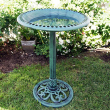 Load image into Gallery viewer, Outdoor Garden Bird Bath Bowl with Stand in Green Bronze Finish