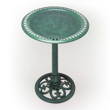 Load image into Gallery viewer, Outdoor Garden Bird Bath Bowl with Stand in Green Bronze Finish