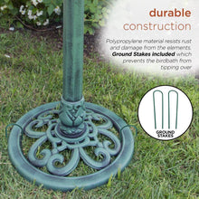 Load image into Gallery viewer, Outdoor Garden Bird Bath Bowl with Stand in Green Bronze Finish