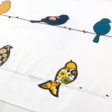 Load image into Gallery viewer, Full Teal Yellow White Floral Birds on Wire Soft Polyester 6 Piece Sheet Set