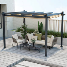 Load image into Gallery viewer, Modern 10 x 12 Ft Outdoor Sturdy Pergola Gazebo with Retractable Beige Canopy