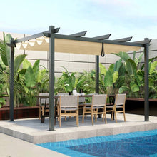 Load image into Gallery viewer, Modern 10 x 12 Ft Outdoor Sturdy Pergola Gazebo with Retractable Beige Canopy