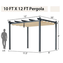 Load image into Gallery viewer, Modern 10 x 12 Ft Outdoor Sturdy Pergola Gazebo with Retractable Beige Canopy
