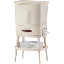 Load image into Gallery viewer, 8 Gallon Elevated Trash Kitchen Can with Lid and Storage Shelf in Cream
