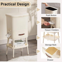 Load image into Gallery viewer, 8 Gallon Elevated Trash Kitchen Can with Lid and Storage Shelf in Cream
