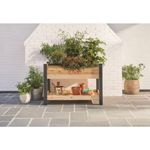 Load image into Gallery viewer, 2-Ft x 4-Ft Cedar Wood Raised Garden Bed Planter Bed with Black Vinyl Legs