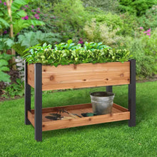 Load image into Gallery viewer, 2-Ft x 4-Ft Cedar Wood Raised Garden Bed Planter Bed with Black Vinyl Legs