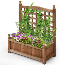 Load image into Gallery viewer, Natural Fir Wood Outdoor Garden Planter Box with 30-inch High Trellis