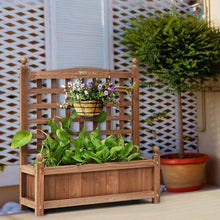 Load image into Gallery viewer, Natural Fir Wood Outdoor Garden Planter Box with 30-inch High Trellis