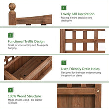 Load image into Gallery viewer, Natural Fir Wood Outdoor Garden Planter Box with 30-inch High Trellis