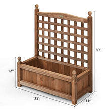 Load image into Gallery viewer, Natural Fir Wood Outdoor Garden Planter Box with 30-inch High Trellis