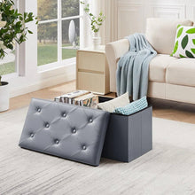 Load image into Gallery viewer, 30-inch Light Grey Faux Leather Upholstered End of Bed Storage Bench Ottoman