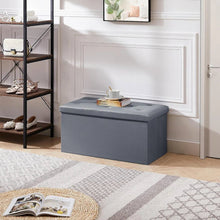 Load image into Gallery viewer, 30-inch Light Grey Faux Leather Upholstered End of Bed Storage Bench Ottoman