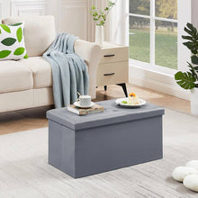 Load image into Gallery viewer, 30-inch Light Grey Faux Leather Upholstered End of Bed Storage Bench Ottoman