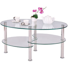 Load image into Gallery viewer, Modern Oval Tempered Glass Coffee Table with Bottom Shelf
