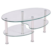 Load image into Gallery viewer, Modern Oval Tempered Glass Coffee Table with Bottom Shelf