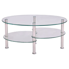 Load image into Gallery viewer, Modern Oval Tempered Glass Coffee Table with Bottom Shelf