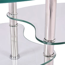 Load image into Gallery viewer, Modern Oval Tempered Glass Coffee Table with Bottom Shelf