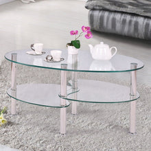 Load image into Gallery viewer, Modern Oval Tempered Glass Coffee Table with Bottom Shelf