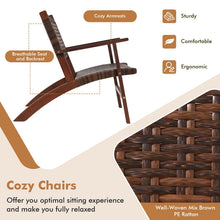 Load image into Gallery viewer, 3 Piece Wooden Rattan Outdoor Patio Furniture Chair Table Bistro Set