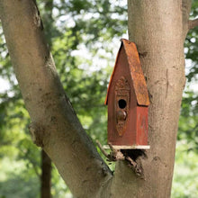 Load image into Gallery viewer, Outdoor Garden Rustic Brown Solid Wood and Iron Bird House