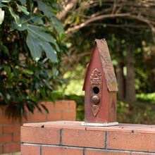 Load image into Gallery viewer, Outdoor Garden Rustic Brown Solid Wood and Iron Bird House