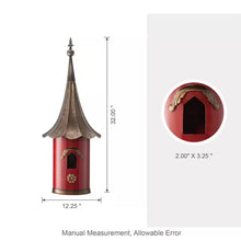 Load image into Gallery viewer, Red Metal Birdhouse with Copper Bronze Finish Gramophone Roof