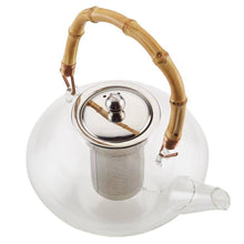 Load image into Gallery viewer, 1 Quart Glass Teapot Kettle with Stainless Steel Tea Infuser and Bamboo Handle