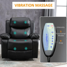 Load image into Gallery viewer, Adjustable Black Faux Leather Remote Massage Recliner Chair w/ Footrest