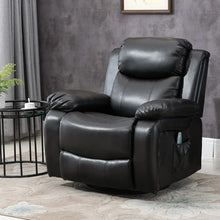 Load image into Gallery viewer, Adjustable Black Faux Leather Remote Massage Recliner Chair w/ Footrest
