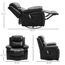 Load image into Gallery viewer, Adjustable Black Faux Leather Remote Massage Recliner Chair w/ Footrest