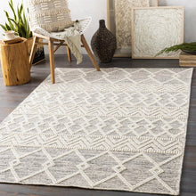 Load image into Gallery viewer, 3-ft. x 5-ft. Hand Woven Wool Blend Grey Beige Ivory Persian Style Area Rug
