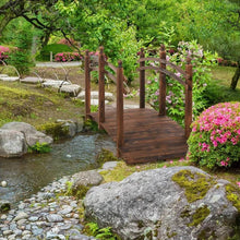 Load image into Gallery viewer, 7.5 Ft Wooden Garden Bridge with Hand Rails in Carbonized Wood Finish