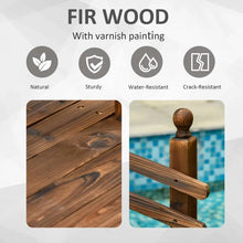 Load image into Gallery viewer, 7.5 Ft Wooden Garden Bridge with Hand Rails in Carbonized Wood Finish
