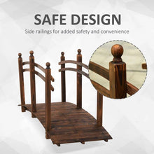 Load image into Gallery viewer, 7.5 Ft Wooden Garden Bridge with Hand Rails in Carbonized Wood Finish