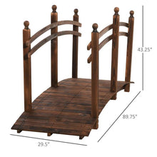 Load image into Gallery viewer, 7.5 Ft Wooden Garden Bridge with Hand Rails in Carbonized Wood Finish