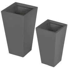 Load image into Gallery viewer, Set of 2 Modern Lightweight Outdoor Flower Pot Planters in Grey 22-in and 18-in