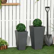 Load image into Gallery viewer, Set of 2 Modern Lightweight Outdoor Flower Pot Planters in Grey 22-in and 18-in
