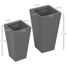 Load image into Gallery viewer, Set of 2 Modern Lightweight Outdoor Flower Pot Planters in Grey 22-in and 18-in