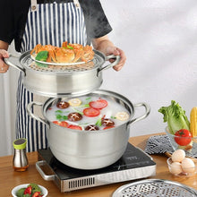 Load image into Gallery viewer, 3 Tier Large Stainless Steel Steamer Cookware Set