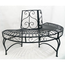 Load image into Gallery viewer, Half-Circle Outdoor Black Powder Coated Aluminum Tree Bench