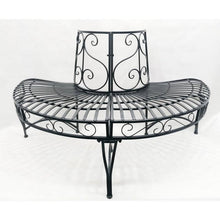 Load image into Gallery viewer, Half-Circle Outdoor Black Powder Coated Aluminum Tree Bench