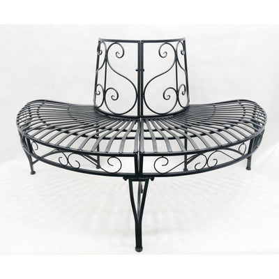 Half-Circle Outdoor Black Powder Coated Aluminum Tree Bench
