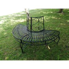 Load image into Gallery viewer, Half-Circle Outdoor Black Powder Coated Aluminum Tree Bench