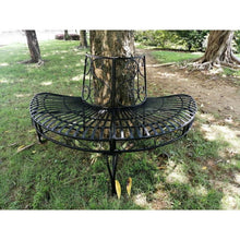 Load image into Gallery viewer, Half-Circle Outdoor Black Powder Coated Aluminum Tree Bench