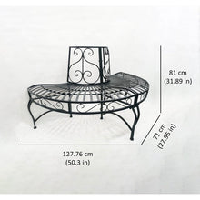 Load image into Gallery viewer, Half-Circle Outdoor Black Powder Coated Aluminum Tree Bench