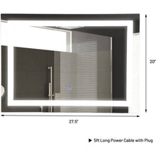 Load image into Gallery viewer, Modern LED Lighted Mirror Dimmable Wall-Mounted Bathroom Vanity 27 x 20 inch