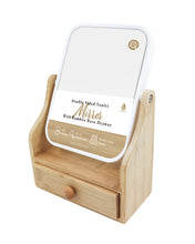 Load image into Gallery viewer, Dual-Sided Vanity Mirror with Bamboo Drawer Base